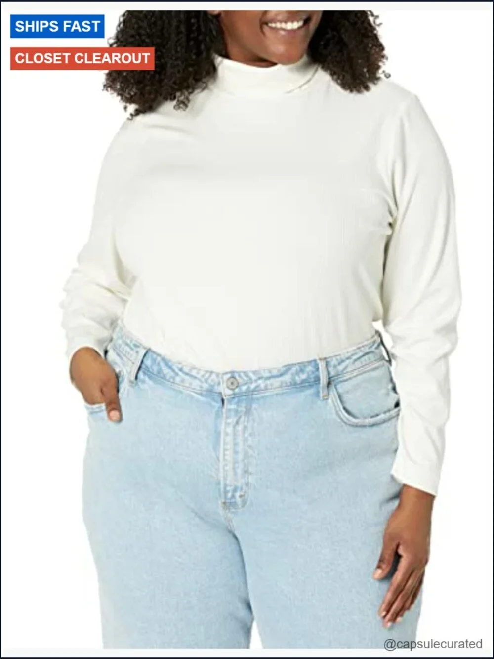 Slim-Fit Stretchy Layering Long Sleeve Knit Rib Turtleneck Top Pack of 2